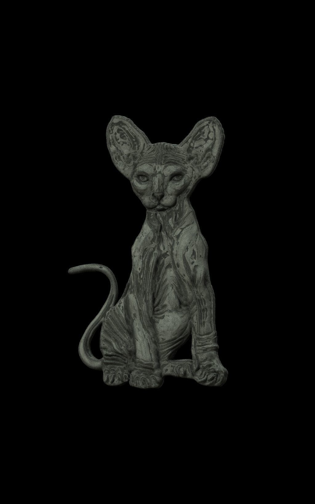 Sphynx gold cat 3D print model_3