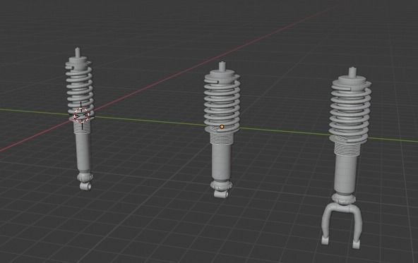  Vehicle Coil spring plus dumper  Low-poly 3D model_1