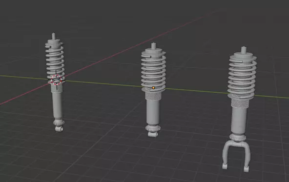  Vehicle Coil spring plus dumper  Low-poly 3D model_0