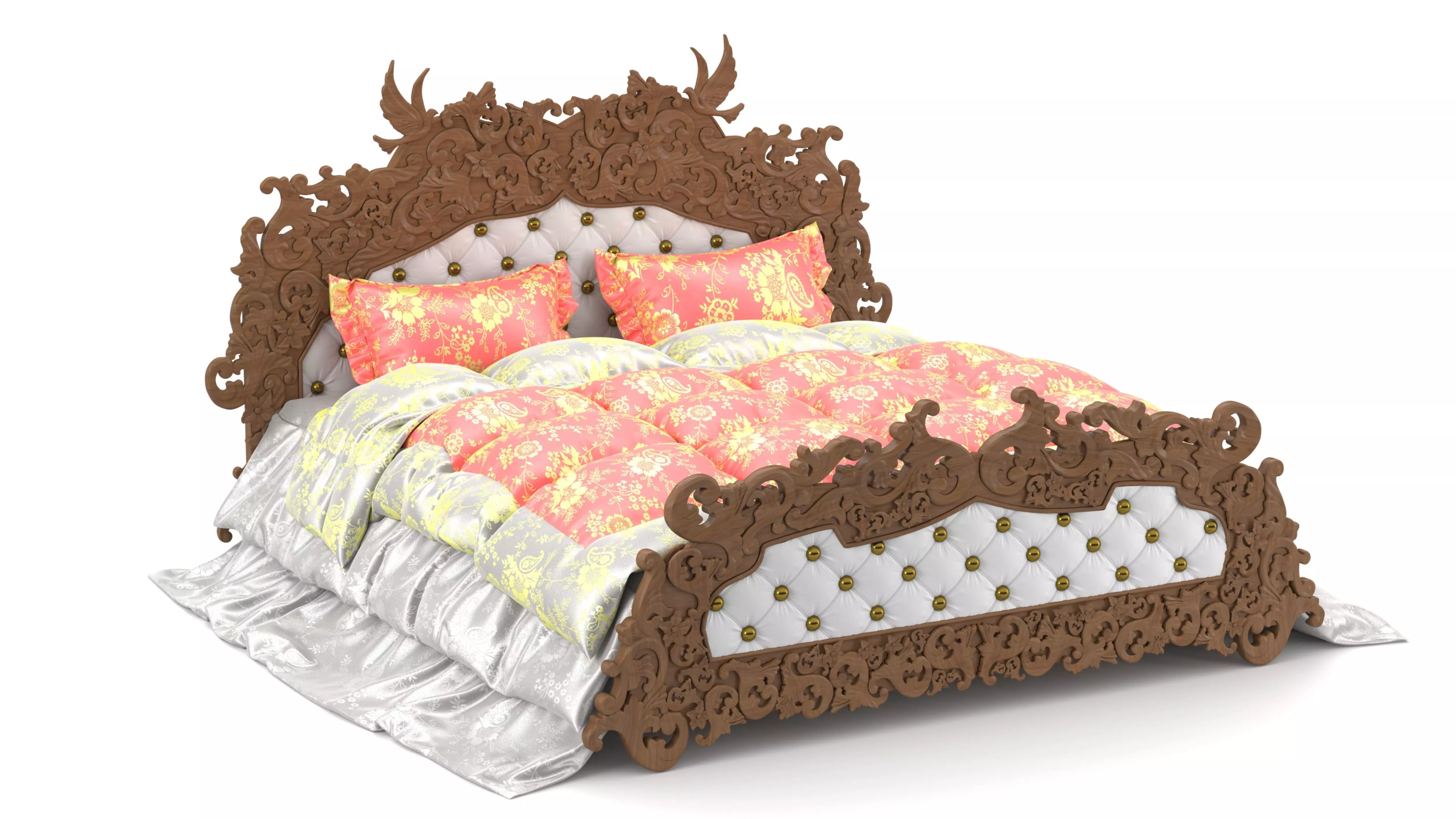ImmortalDream bed with ornate carvings Free 3D model