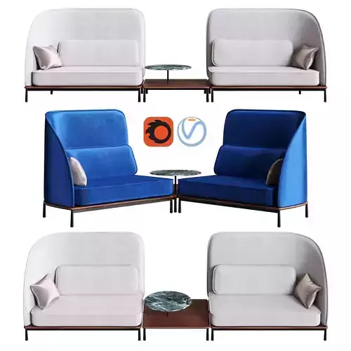 Stellar Works - Arc Sofa Highback L R and Arc Coffee Table