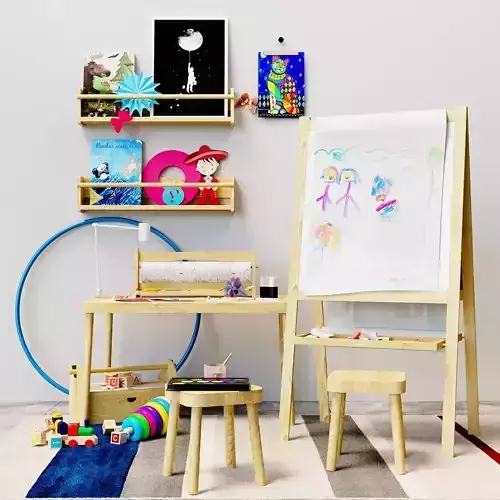 Childrens decor easel Ikea set 3D model