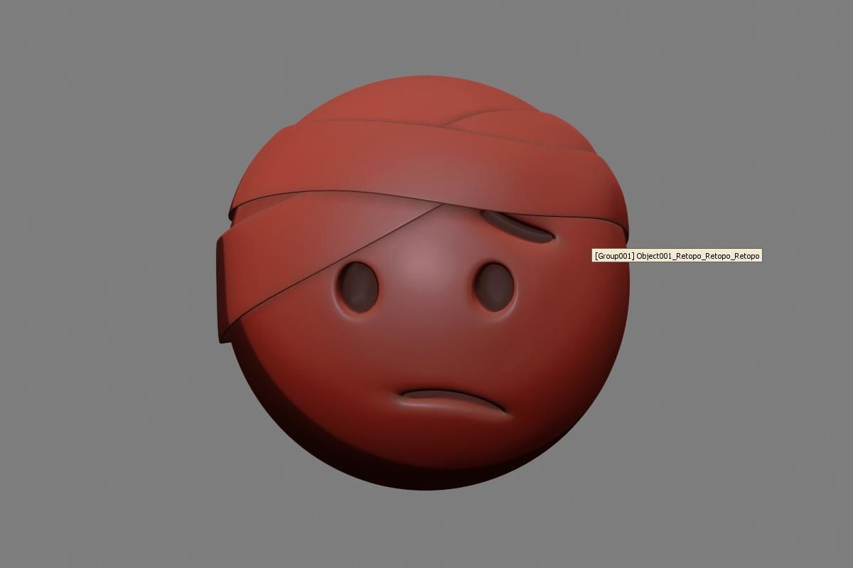Emoji Face with Head-Bandage 3D model_23