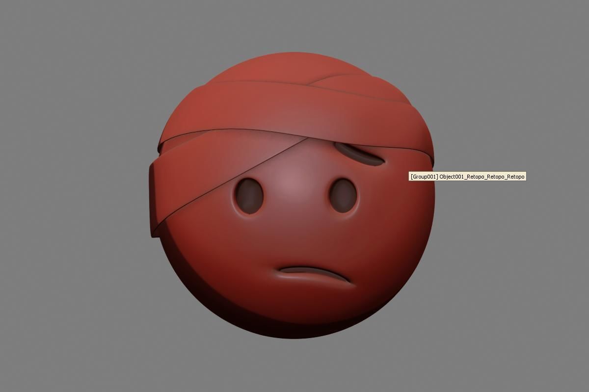 Emoji Face with Head-Bandage 3D model_43