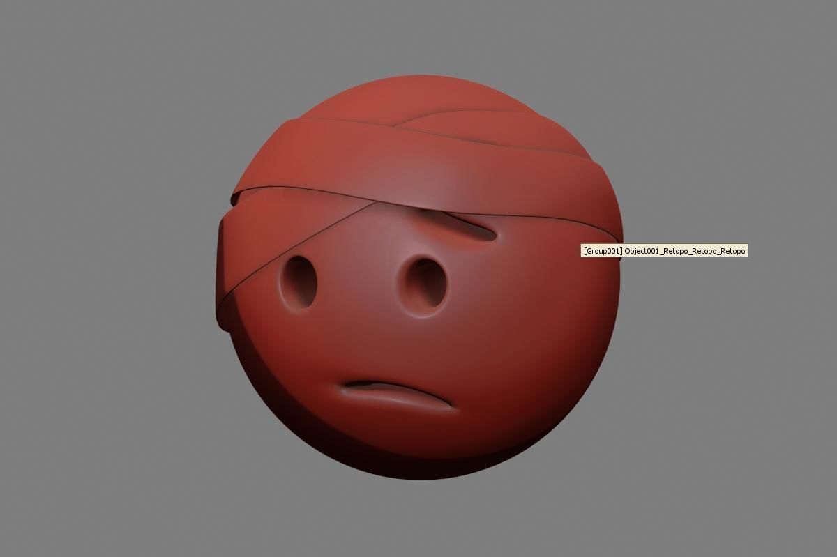 Emoji Face with Head-Bandage 3D model_24