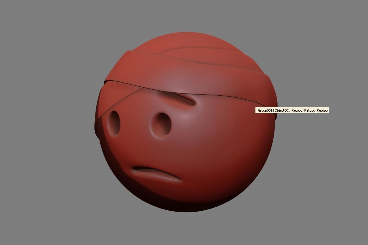 Emoji Face with Head-Bandage 3D model_25