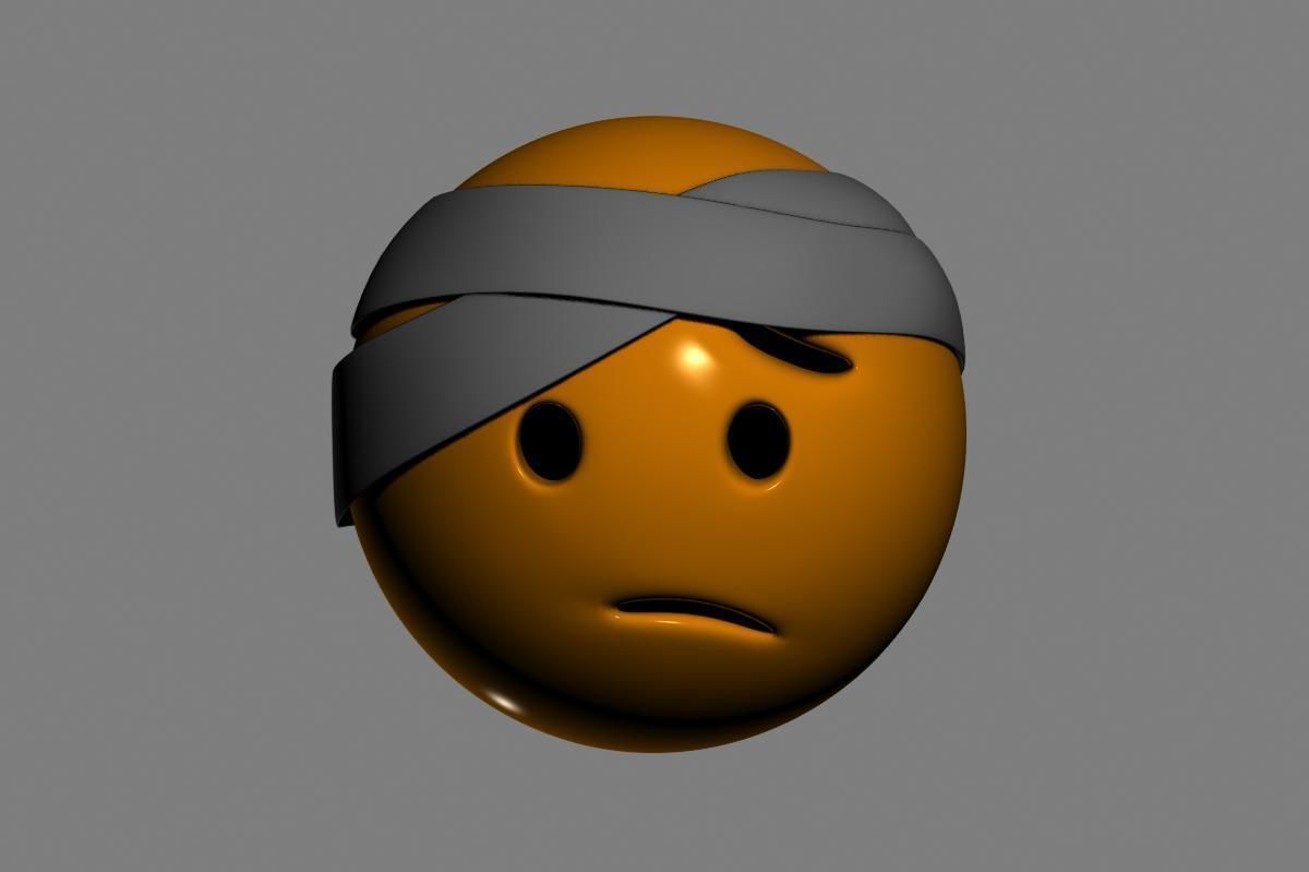 Emoji Face with Head-Bandage 3D model_2