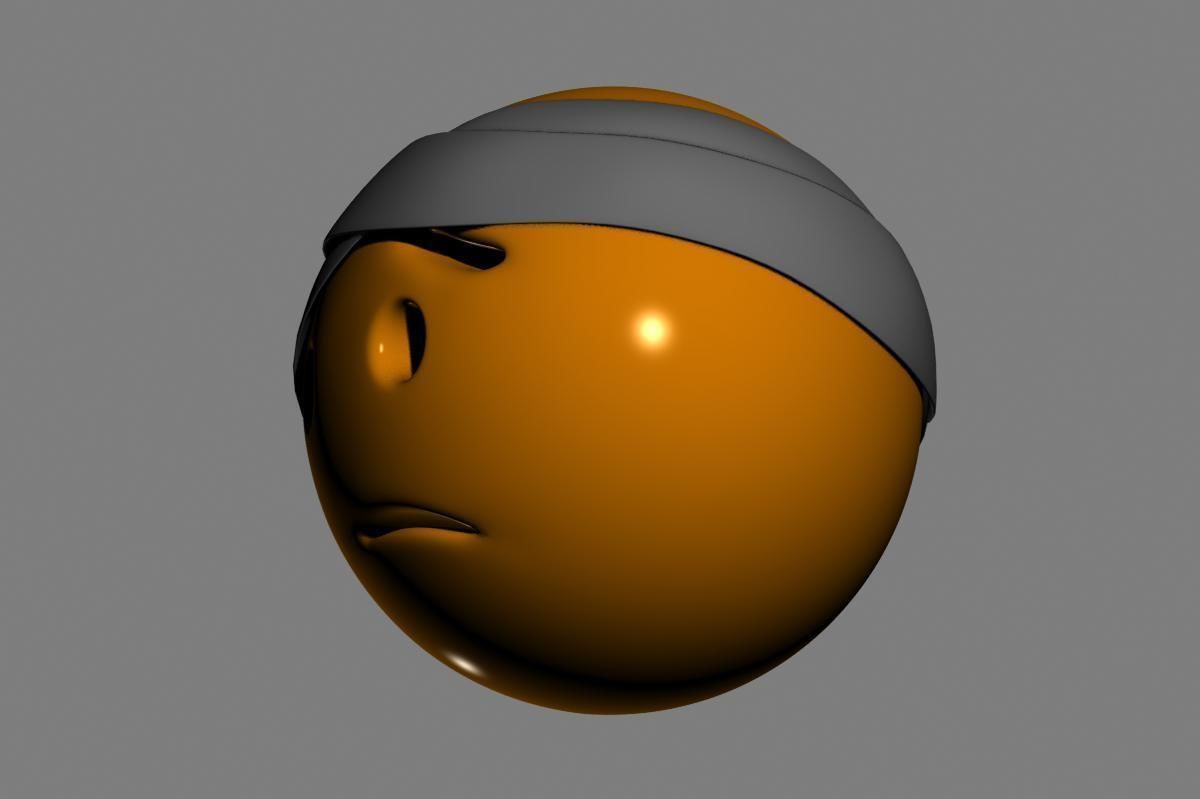 Emoji Face with Head-Bandage 3D model_7
