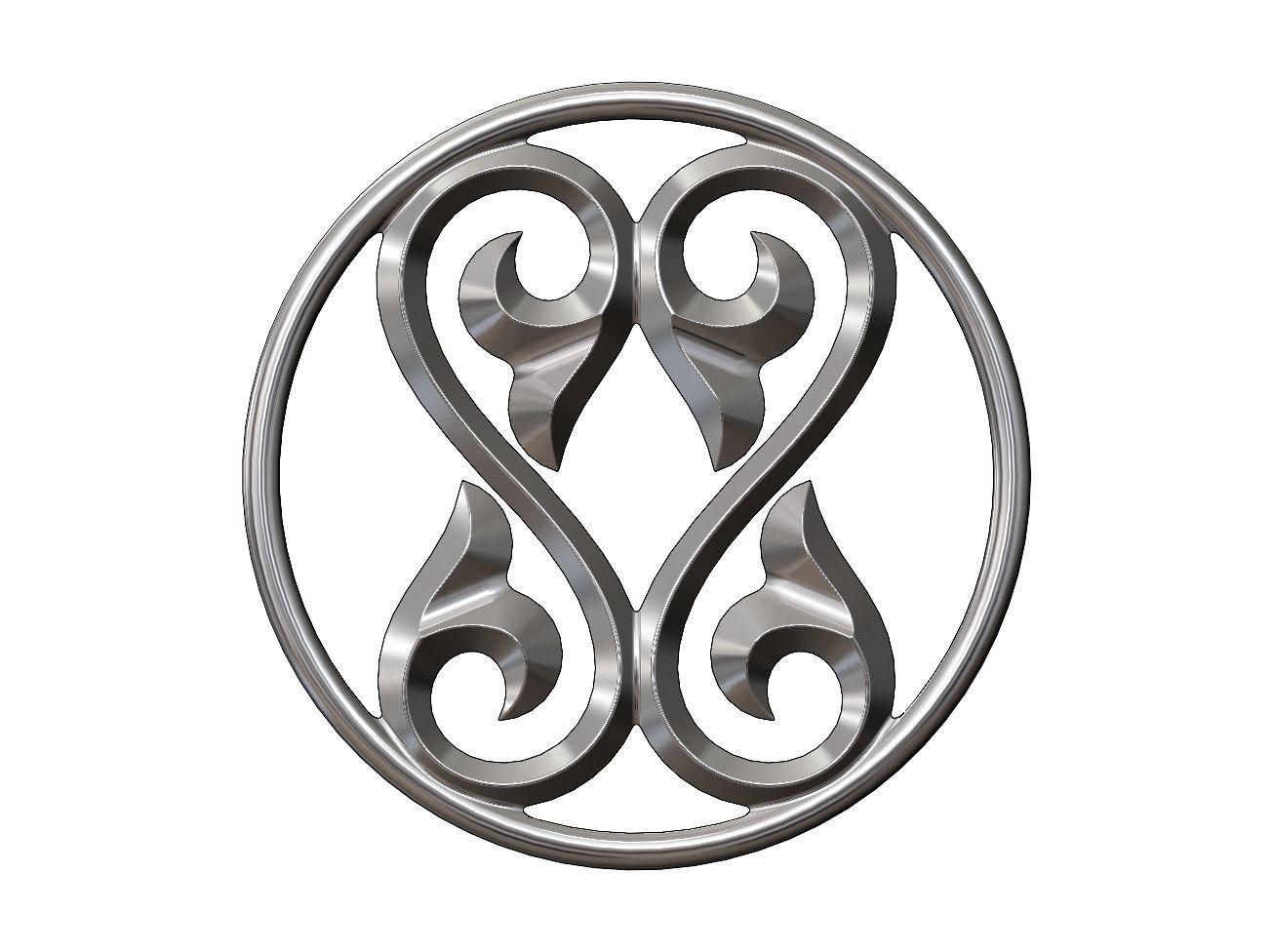 Double scroll floral ornament pendant and charm 3D print model_13