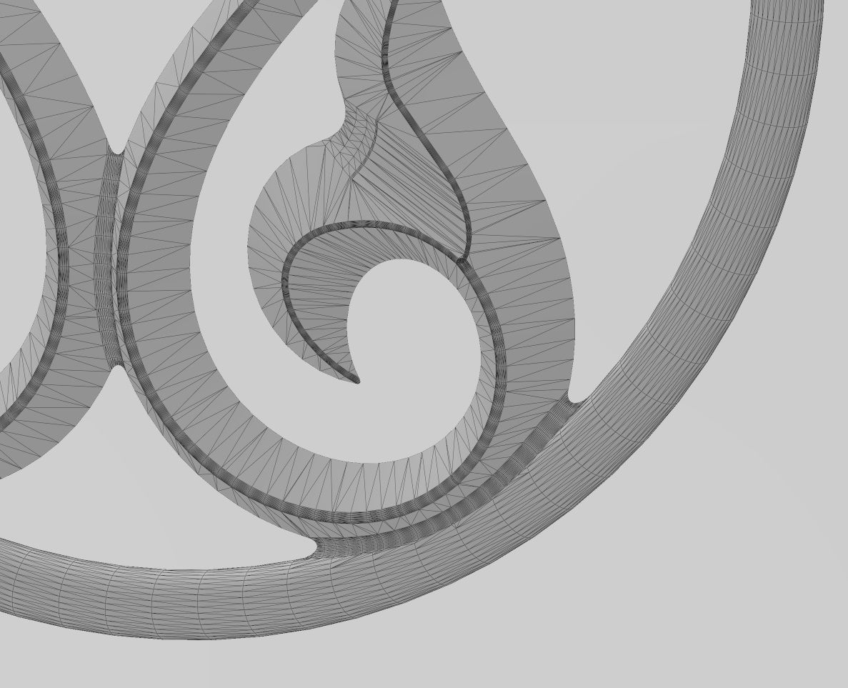 Double scroll floral ornament pendant and charm 3D print model_10