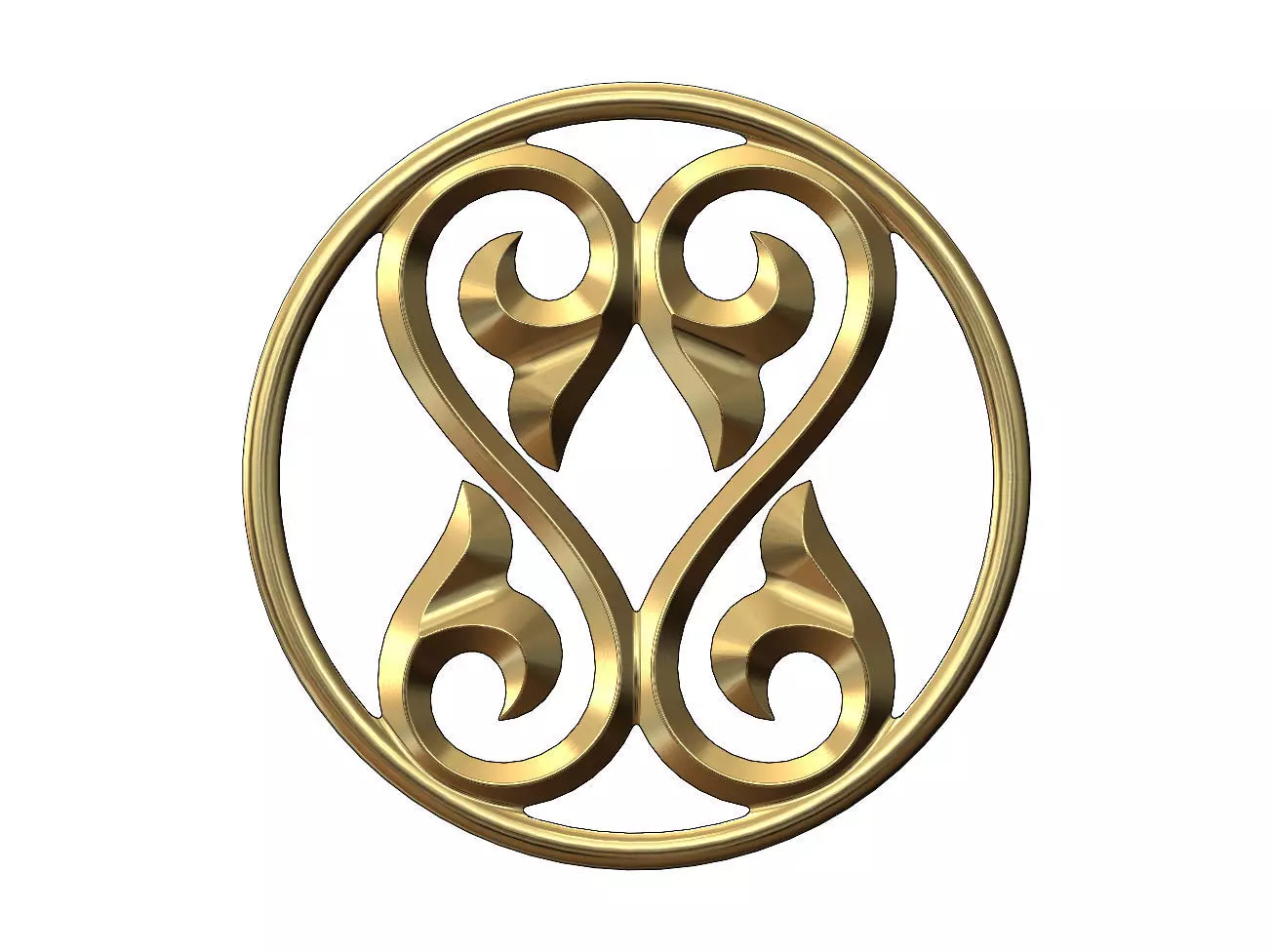 Double scroll floral ornament pendant and charm 3D print model_0