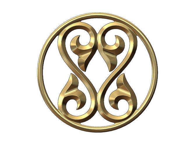  Double scroll floral ornament  pendant and charm  3D print model