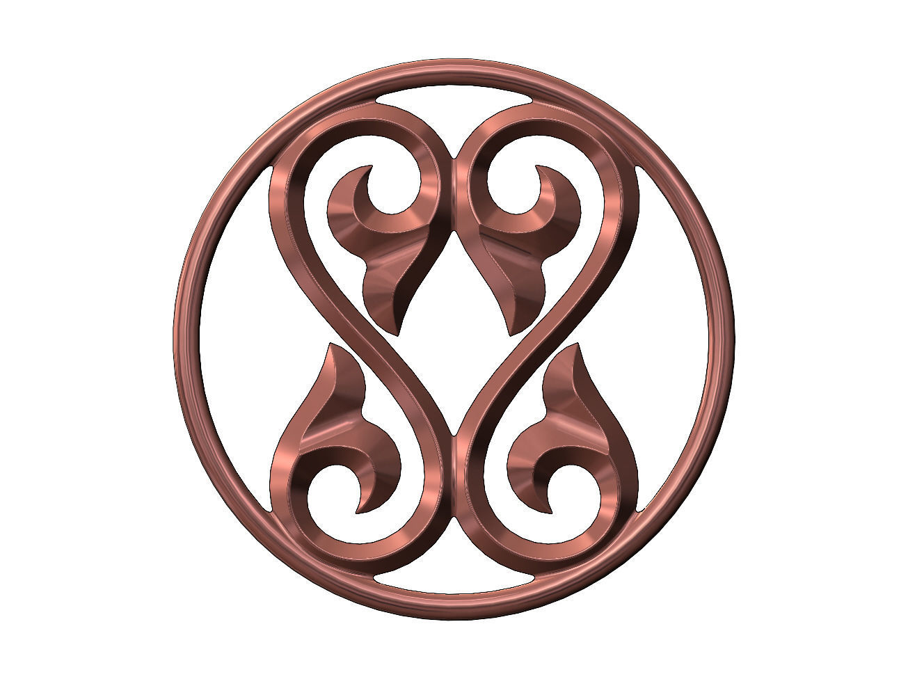 Double scroll floral ornament pendant and charm 3D print model_7