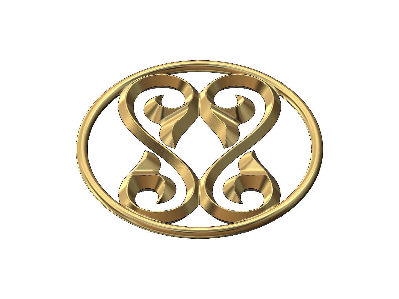 Double scroll floral ornament pendant and charm 3D print model_6