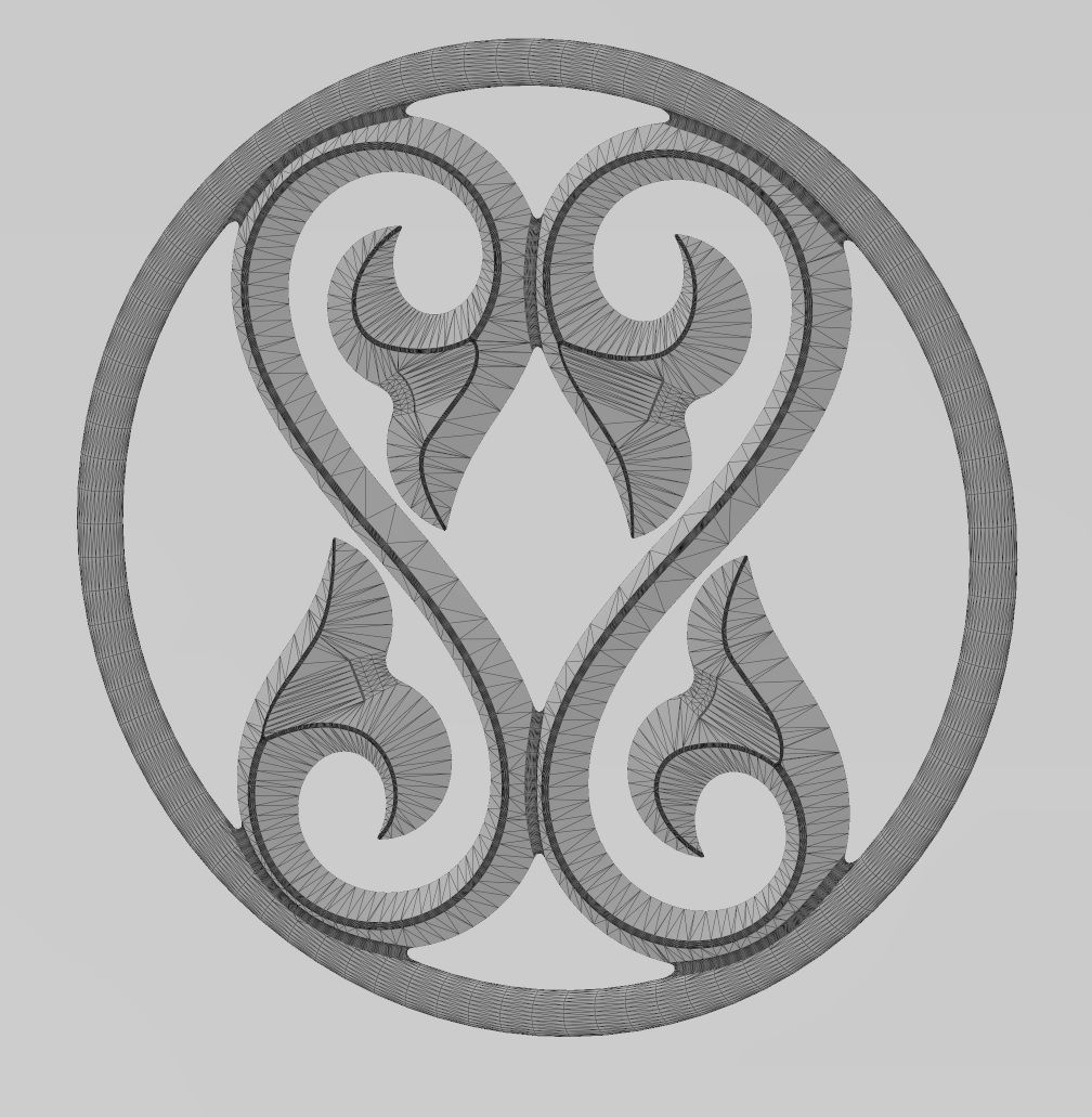 Double scroll floral ornament pendant and charm 3D print model_11