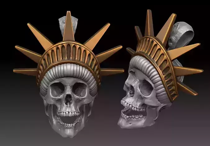 liberty statue skull pendant 3D print model