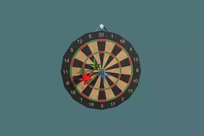 Dartboard dart board with three darts