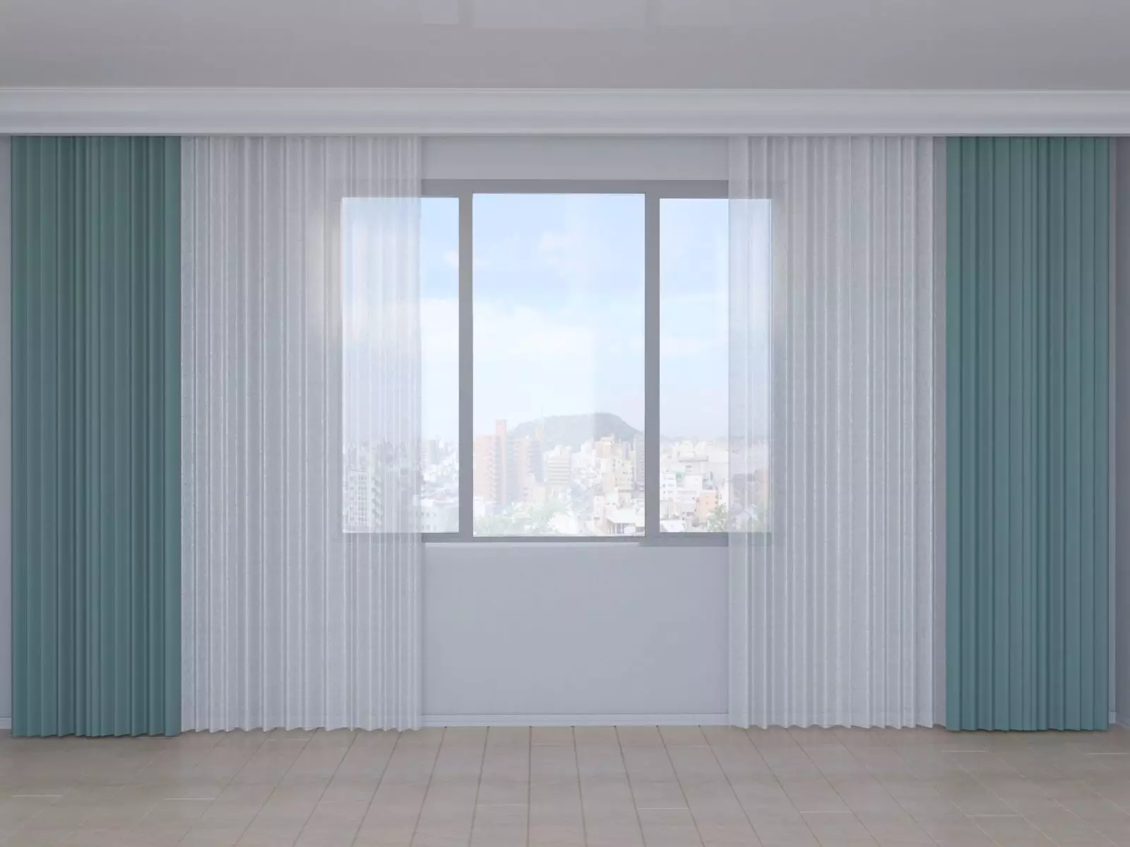 curtain-tulle pair of doors Free low-poly 3D model
