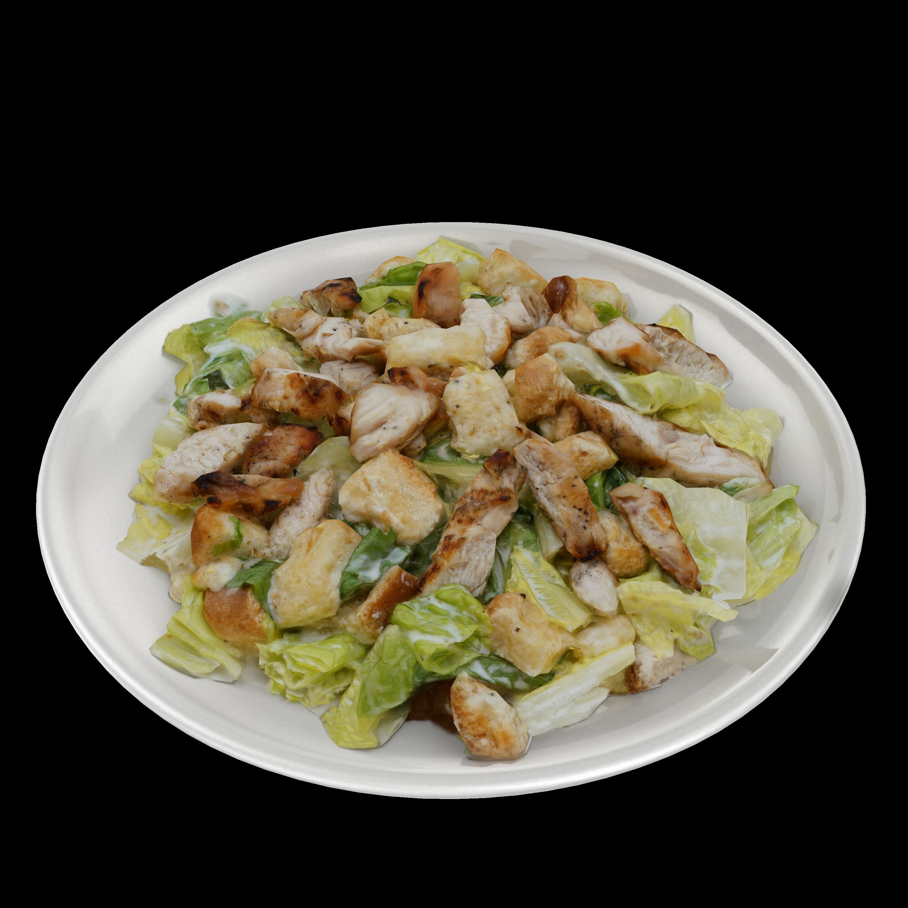 caesar Low-poly 3D model salad with chicken and croutons on p... Low-poly 3D model_3