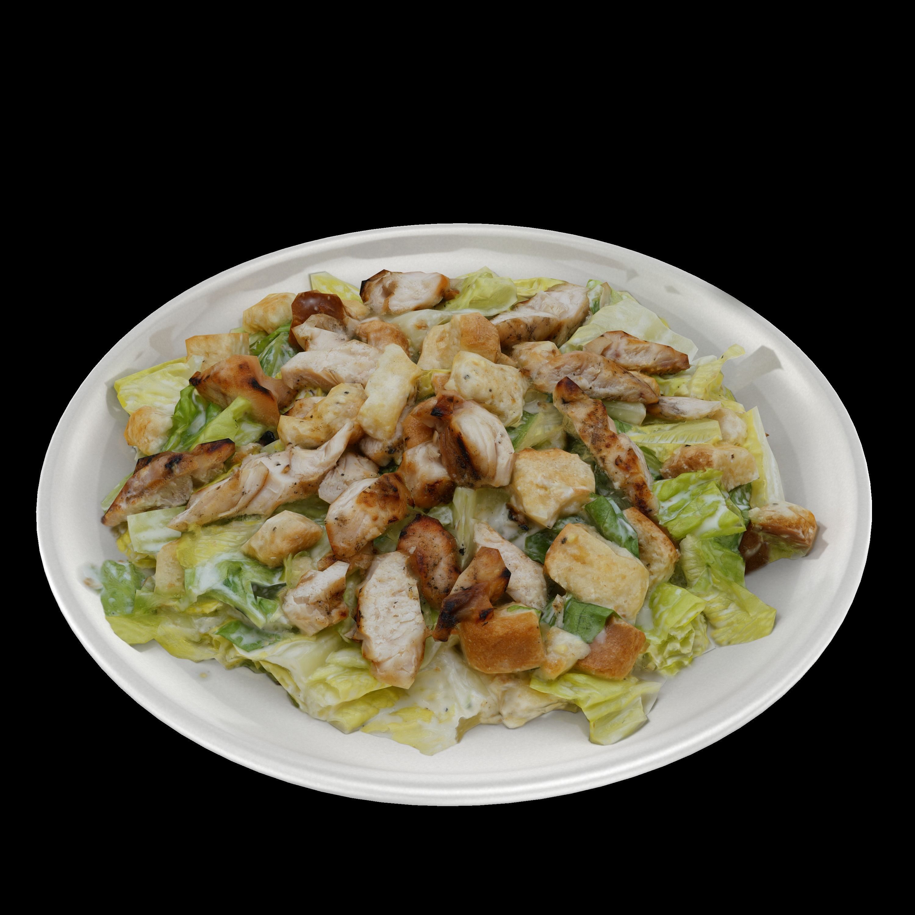 caesar Low-poly 3D model salad with chicken and croutons on p... Low-poly 3D model_4
