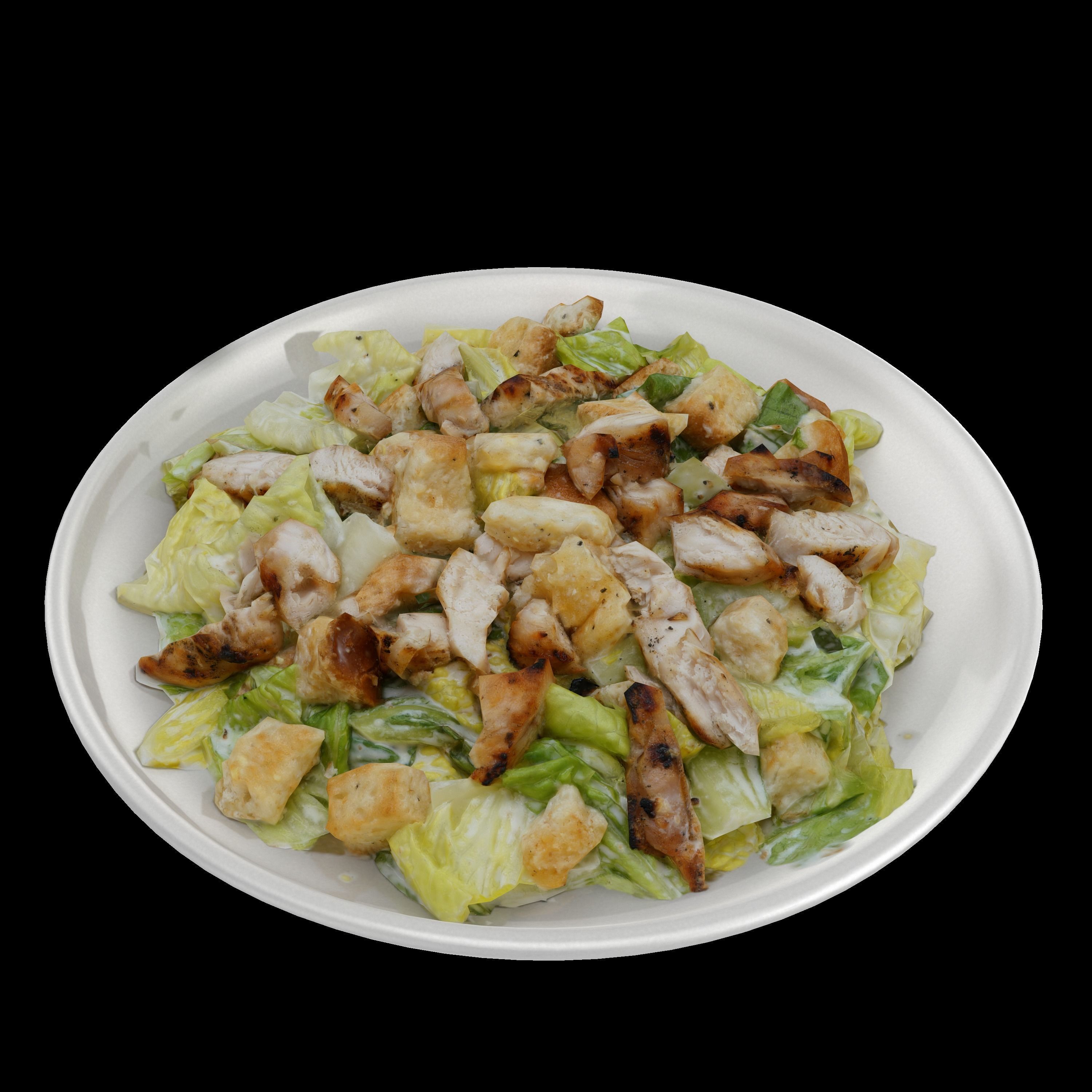 caesar Low-poly 3D model salad with chicken and croutons on p... Low-poly 3D model_5