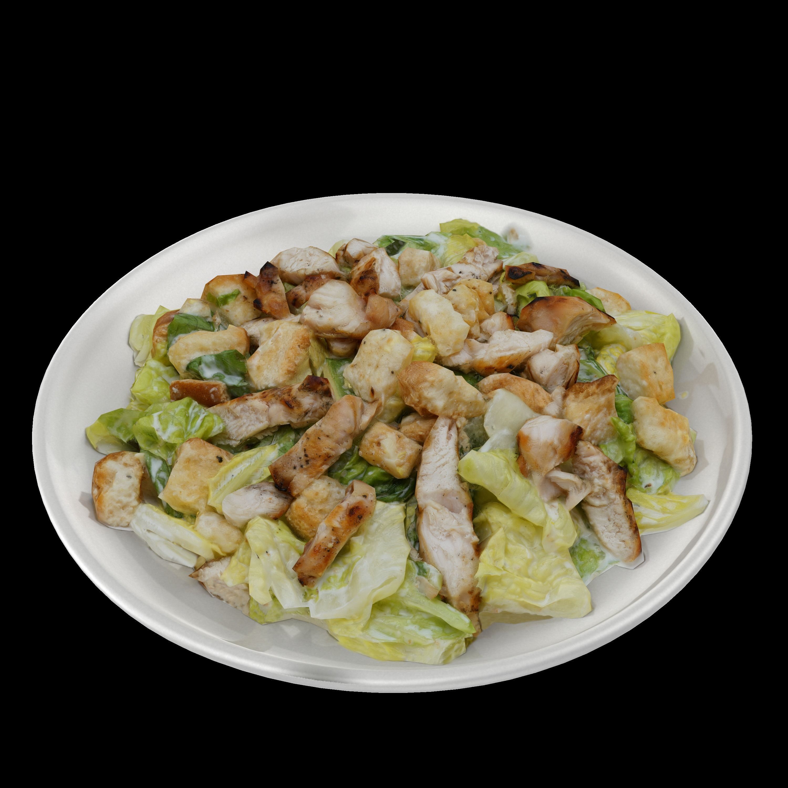 caesar Low-poly 3D model salad with chicken and croutons on p... Low-poly 3D model_2