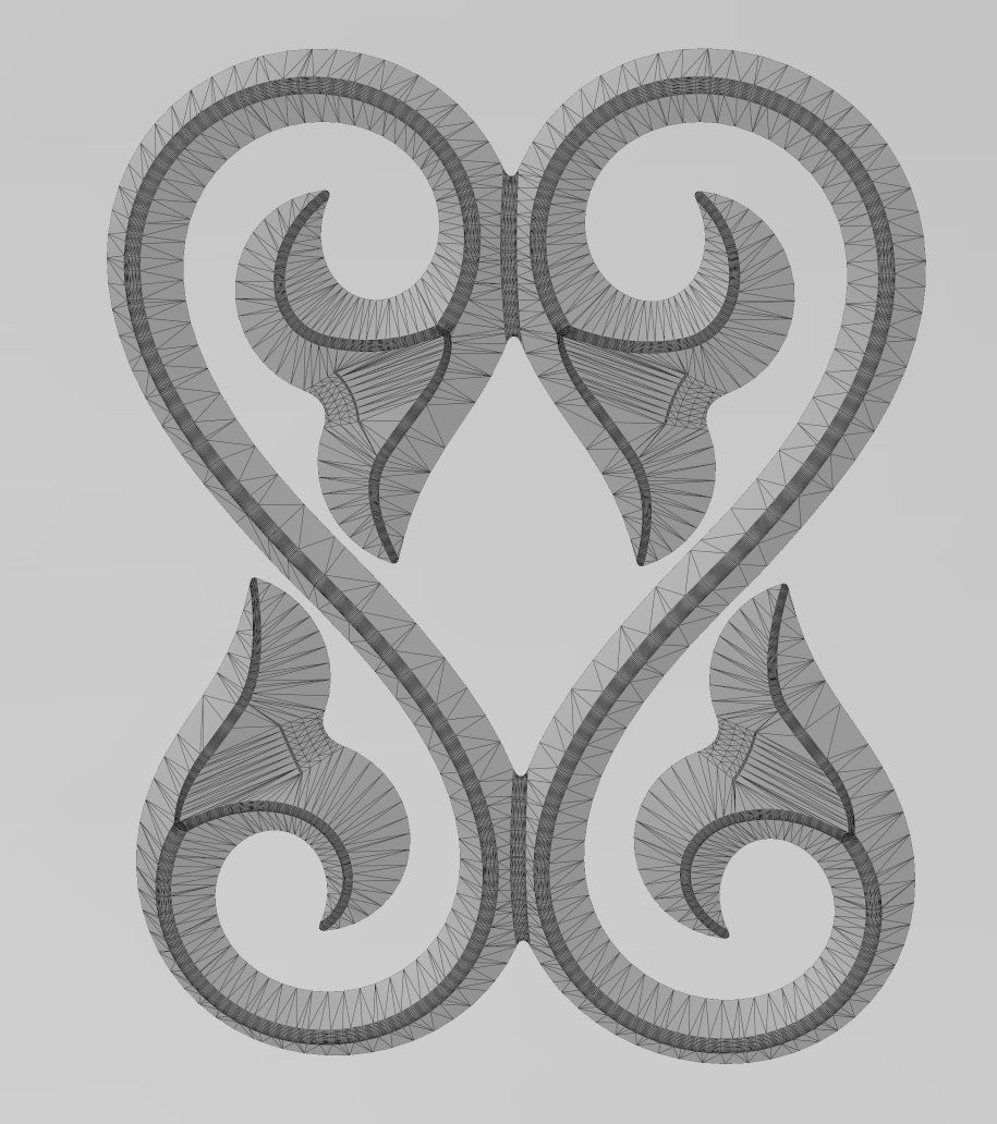 Double floral scroll decoration element relief 3D print model_10