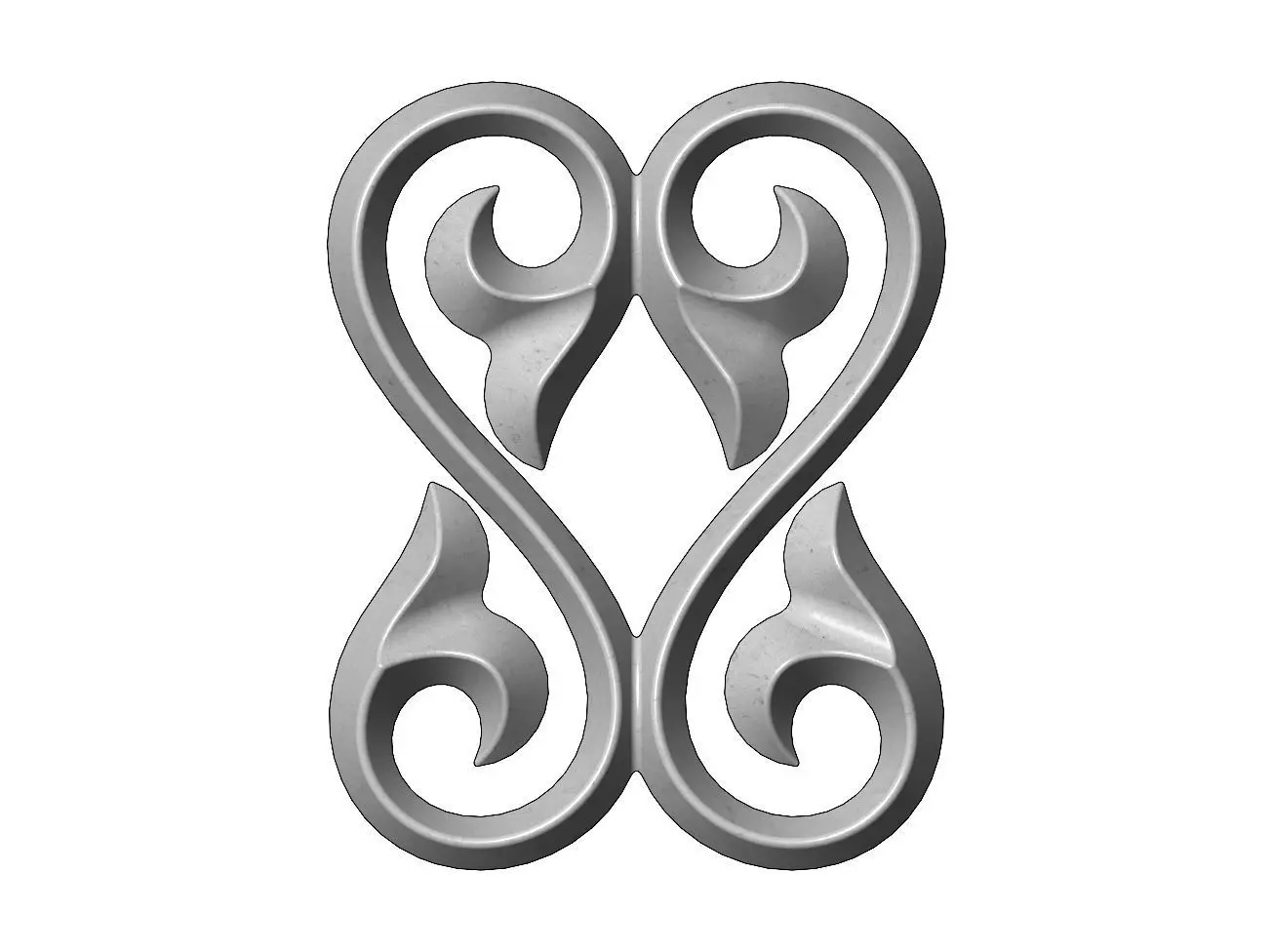 Double floral scroll decoration element relief 3D print model_0