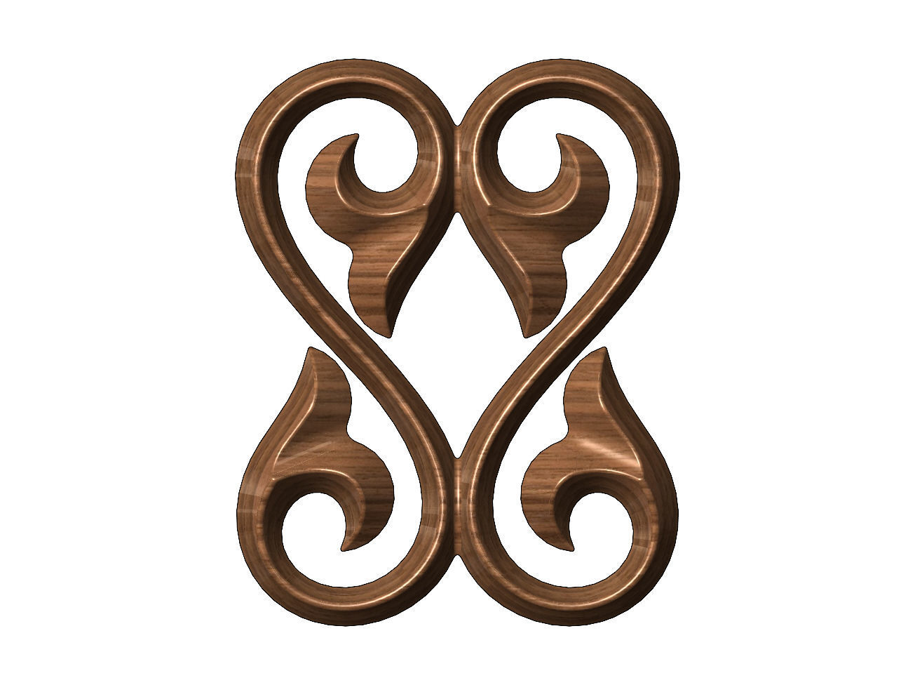 Double floral scroll decoration element relief 3D print model_6