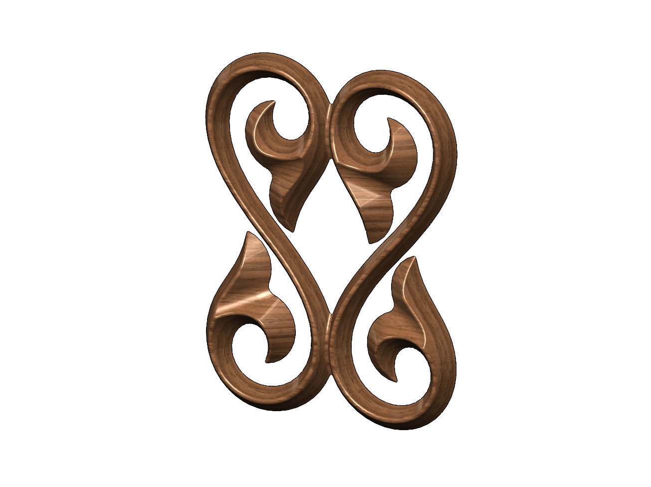 Double floral scroll decoration element relief 3D print model_7