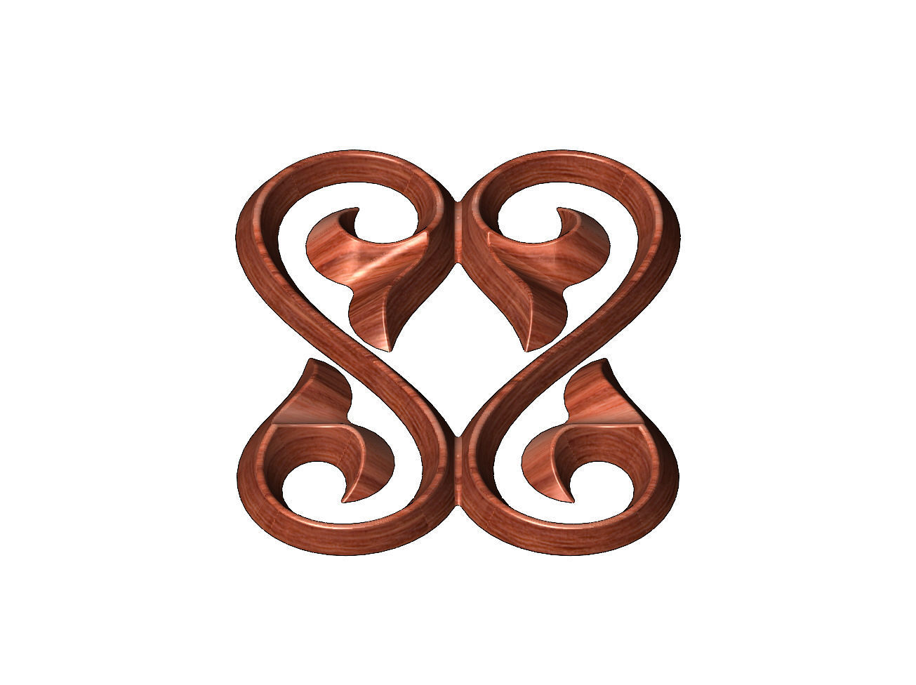 Double floral scroll decoration element relief 3D print model_9