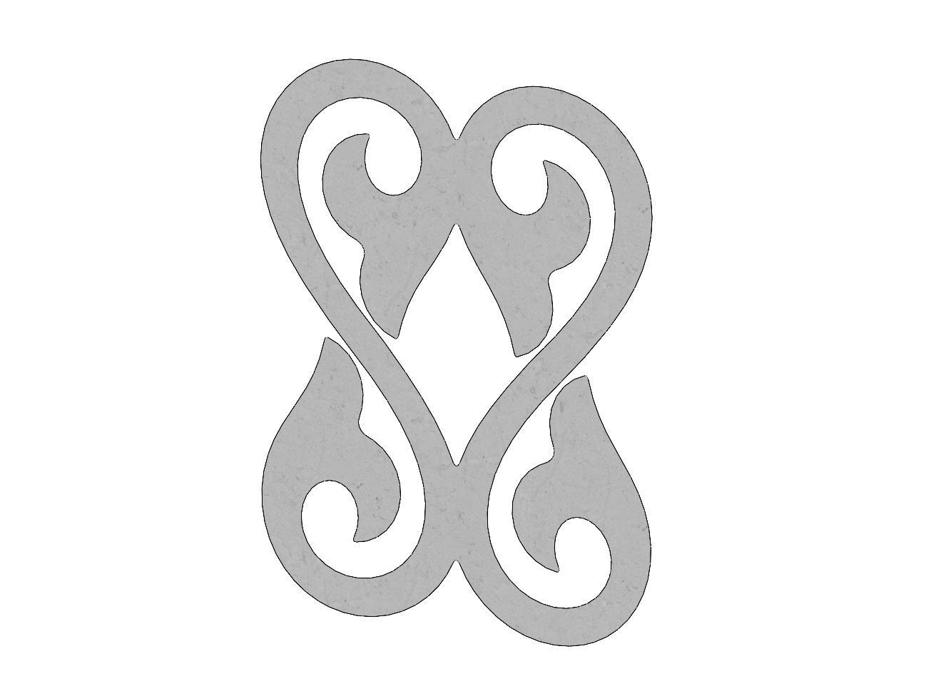 Double floral scroll decoration element relief 3D print model_3