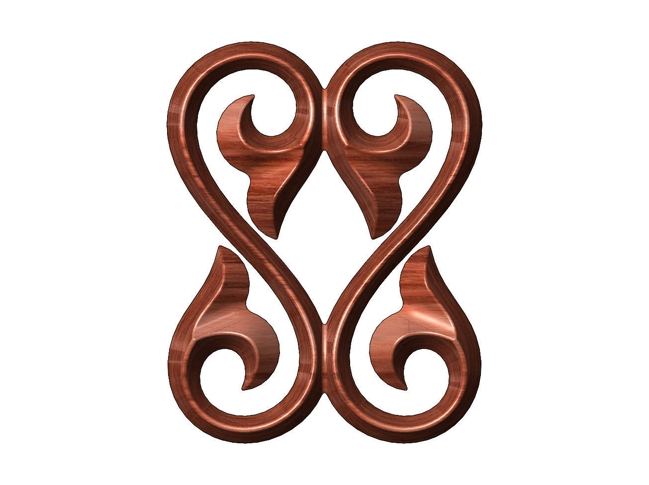 Double floral scroll decoration element relief 3D print model_8