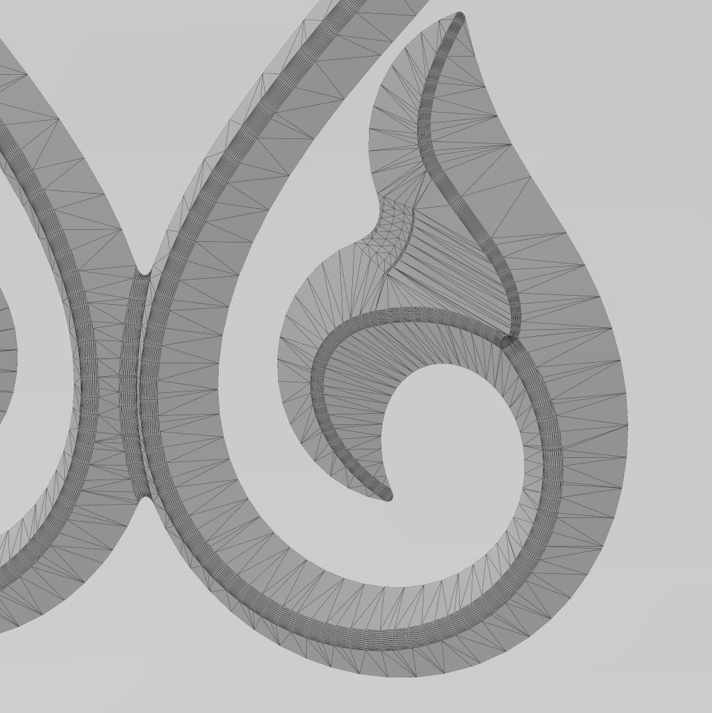 Double floral scroll decoration element relief 3D print model_12