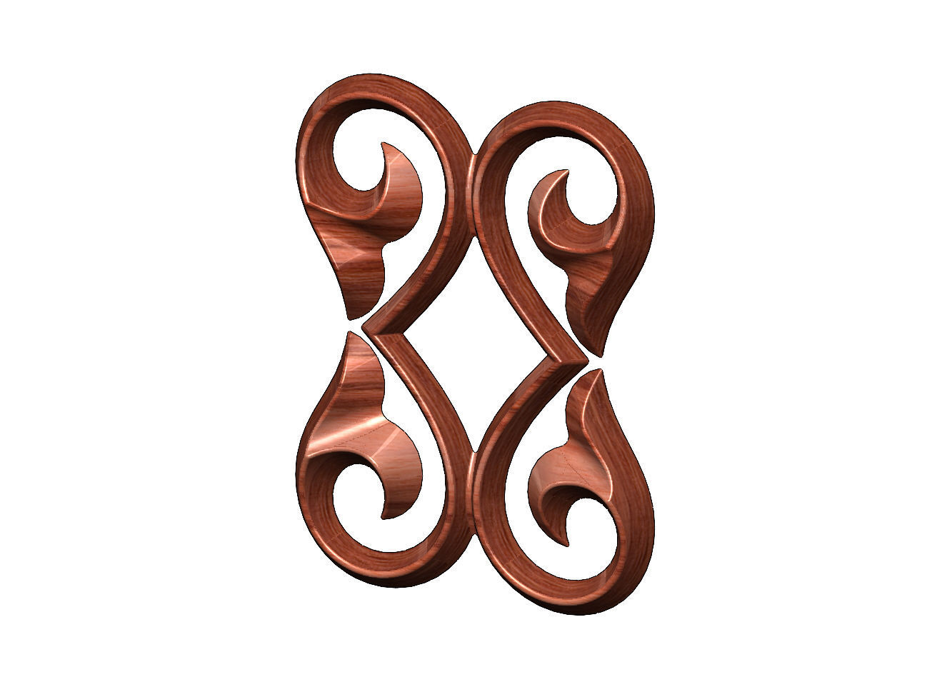 Double floral scroll decoration relief 3D print model_6