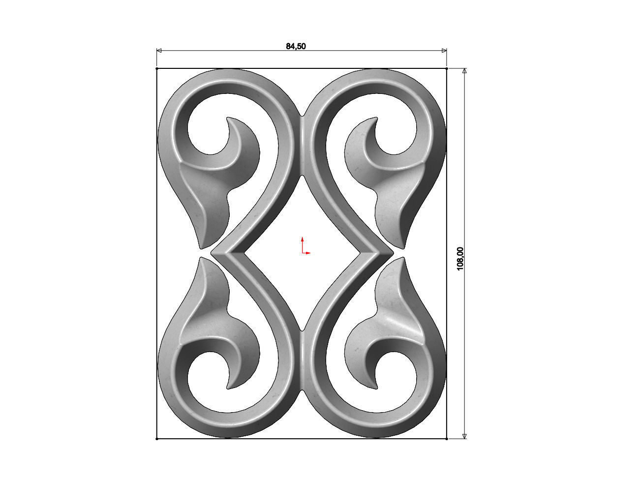 Double floral scroll decoration relief 3D print model_2