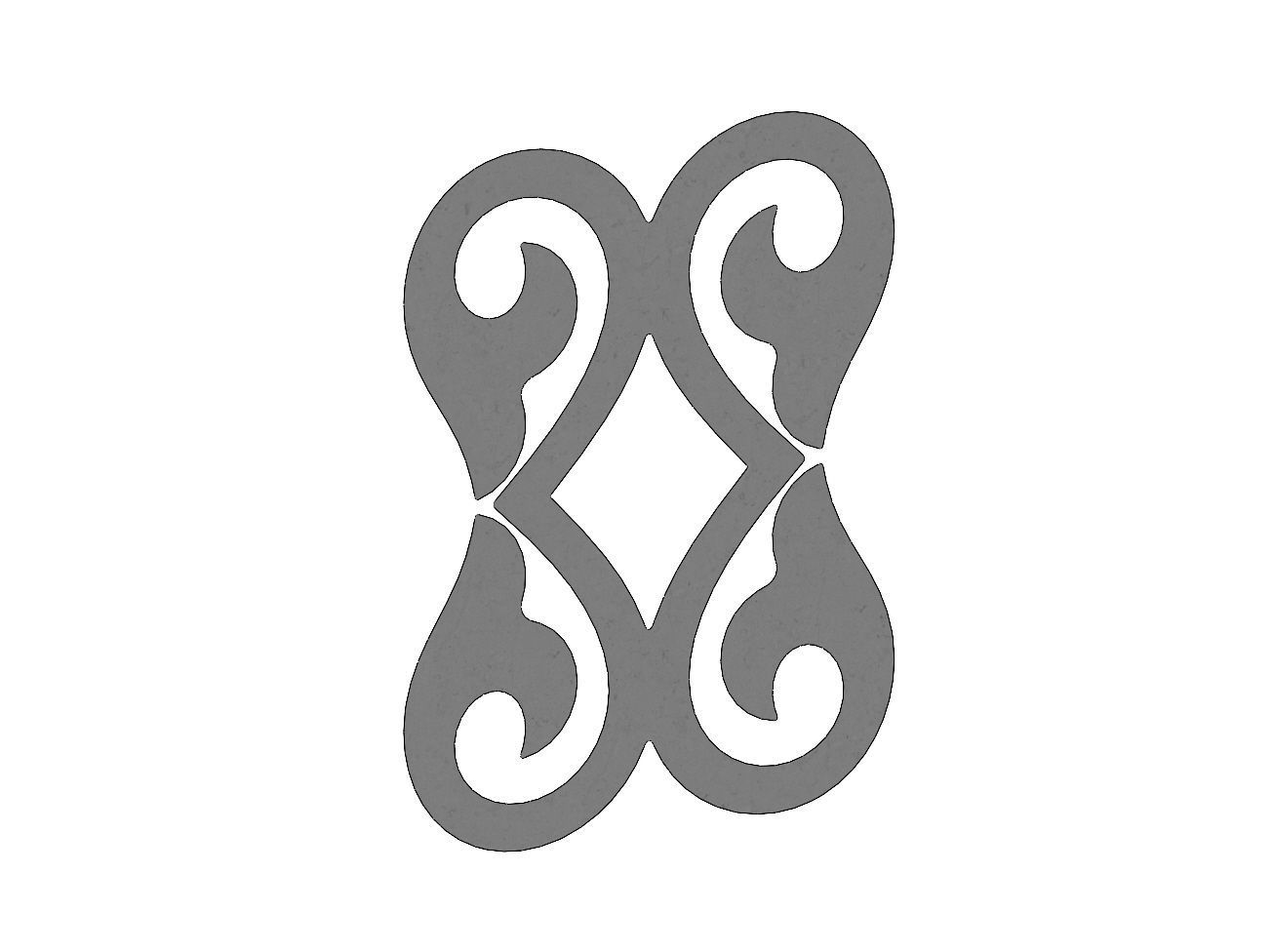 Double floral scroll decoration relief 3D print model_4