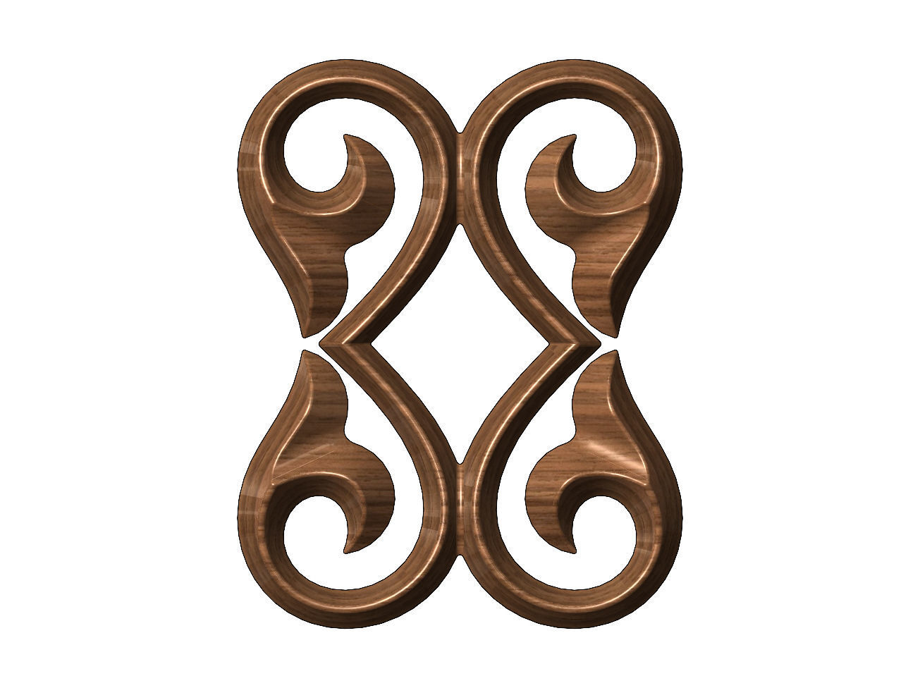 Double floral scroll decoration relief 3D print model_7