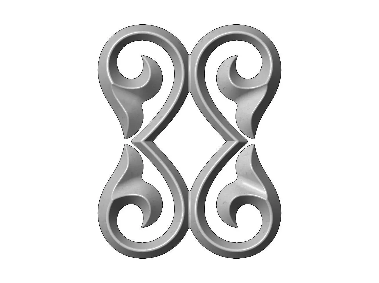 Double floral scroll decoration relief 3D print model_0