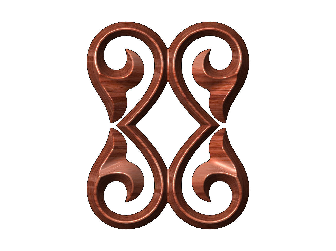 Double floral scroll decoration relief 3D print model_5