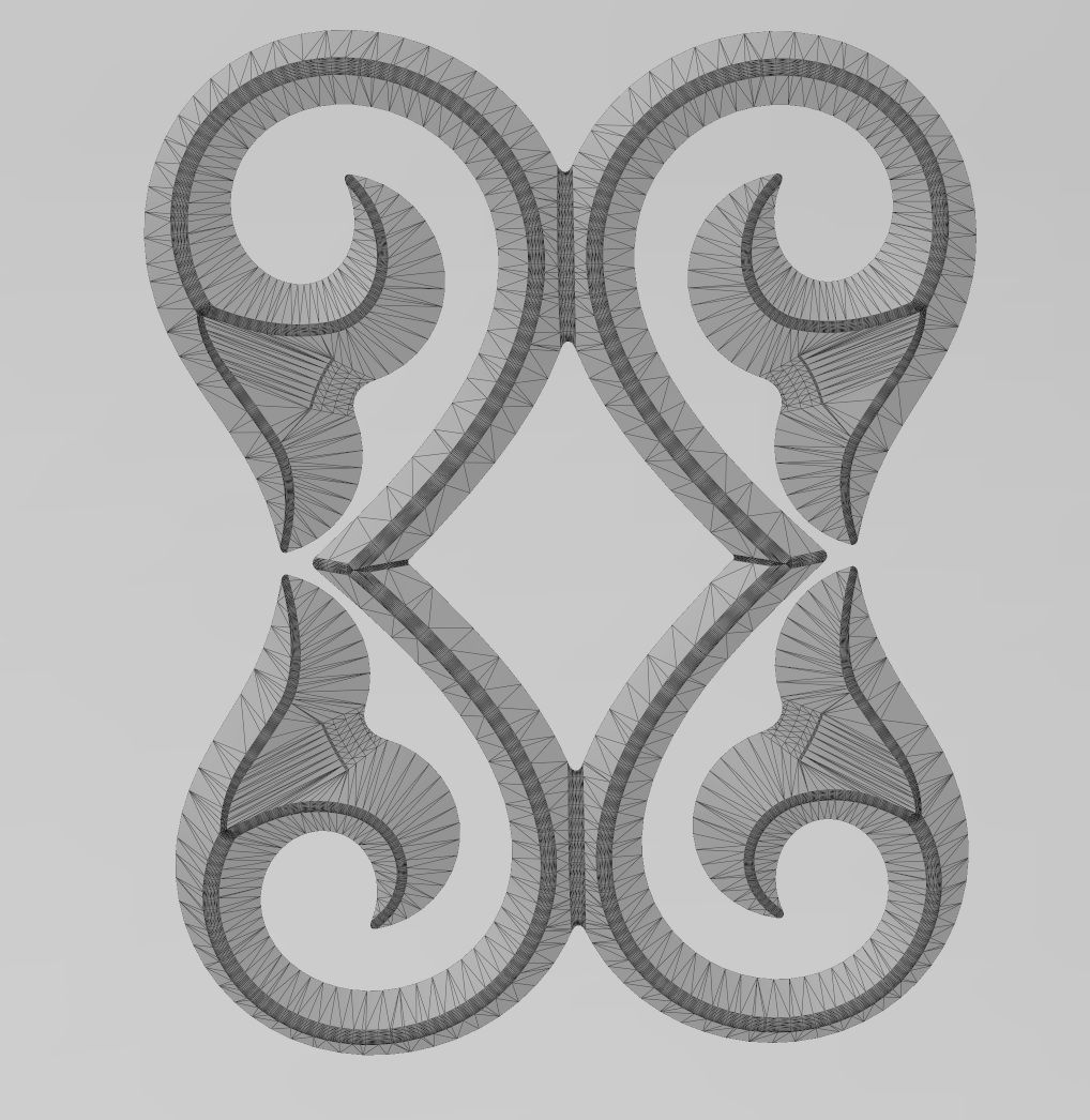 Double floral scroll decoration relief 3D print model_9