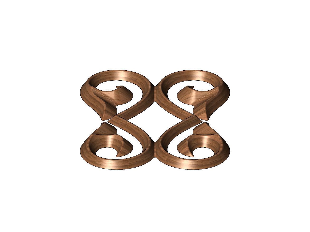 Double floral scroll decoration relief 3D print model_8