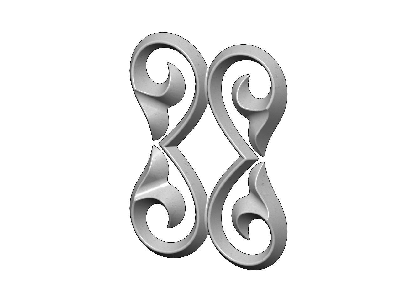 Double floral scroll decoration relief 3D print model_1