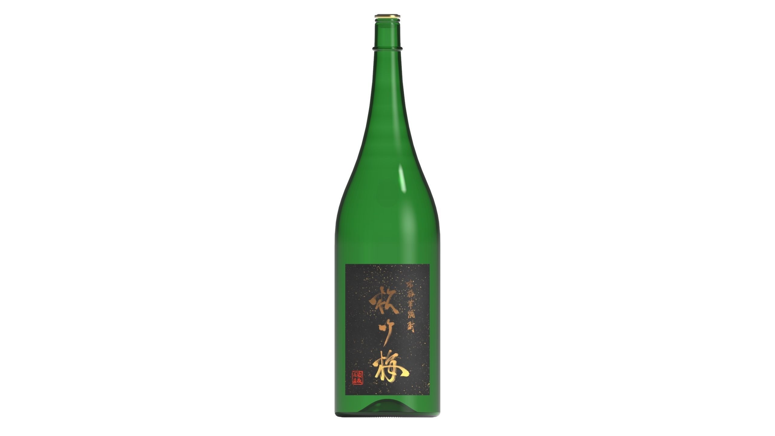 Japnese sake bottle 3D model_4