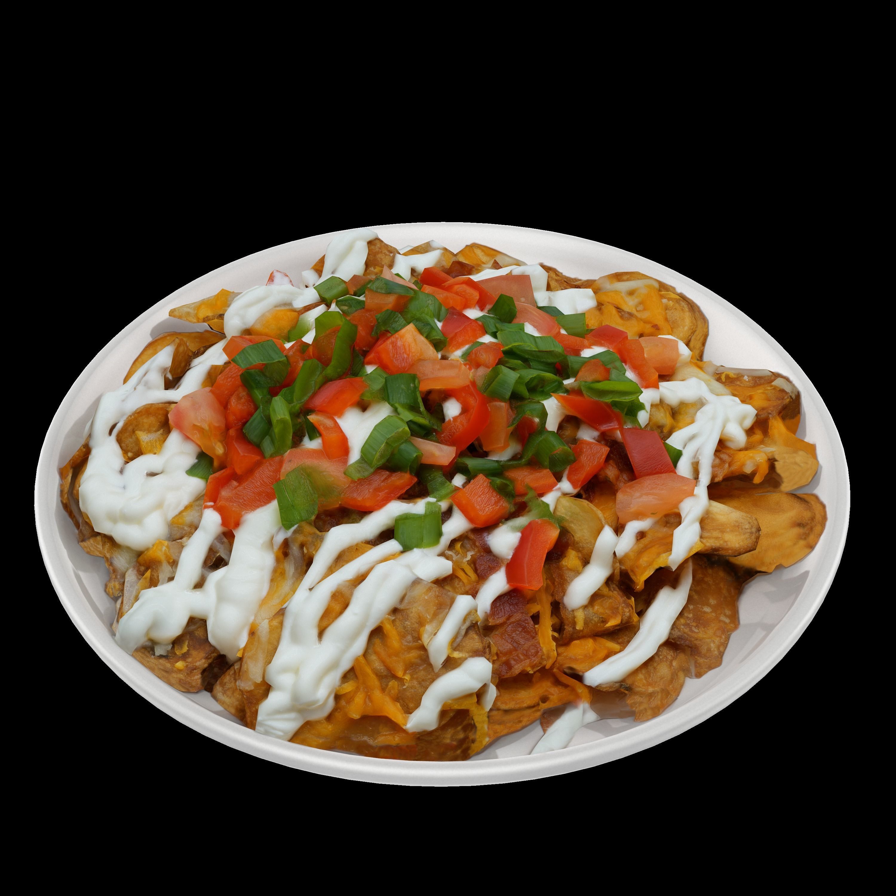 salad Low-poly 3D model plate of nachos with toppings Low-poly 3D model_6