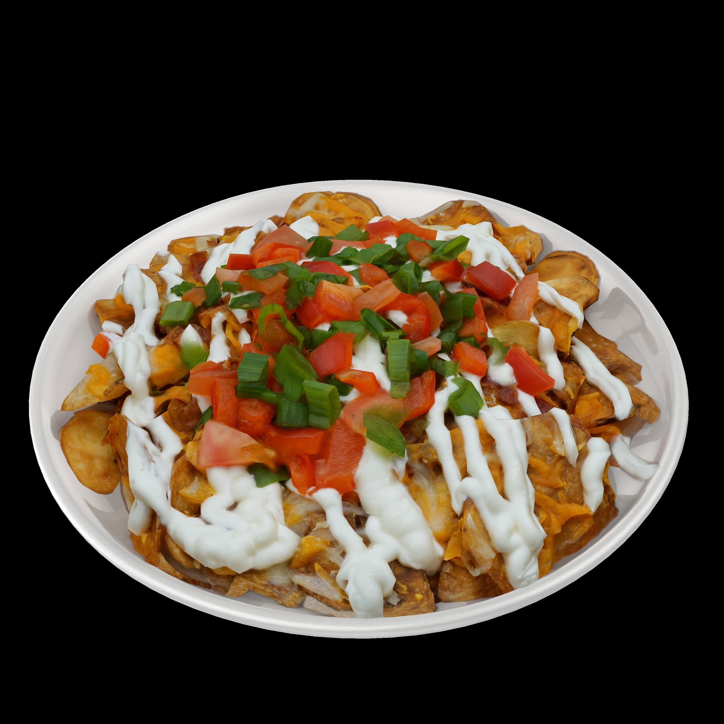 salad Low-poly 3D model plate of nachos with toppings Low-poly 3D model_7