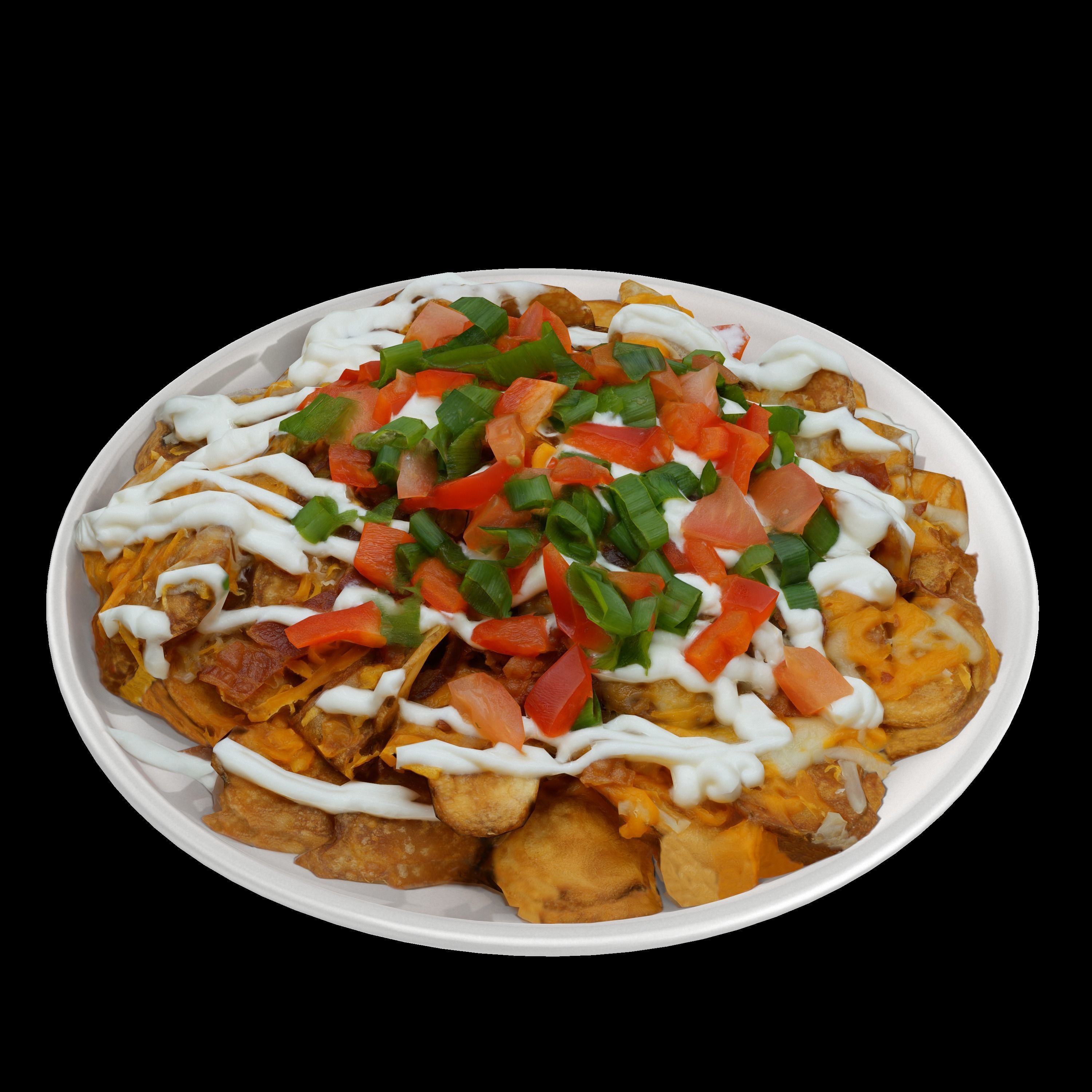 salad Low-poly 3D model plate of nachos with toppings Low-poly 3D model_10