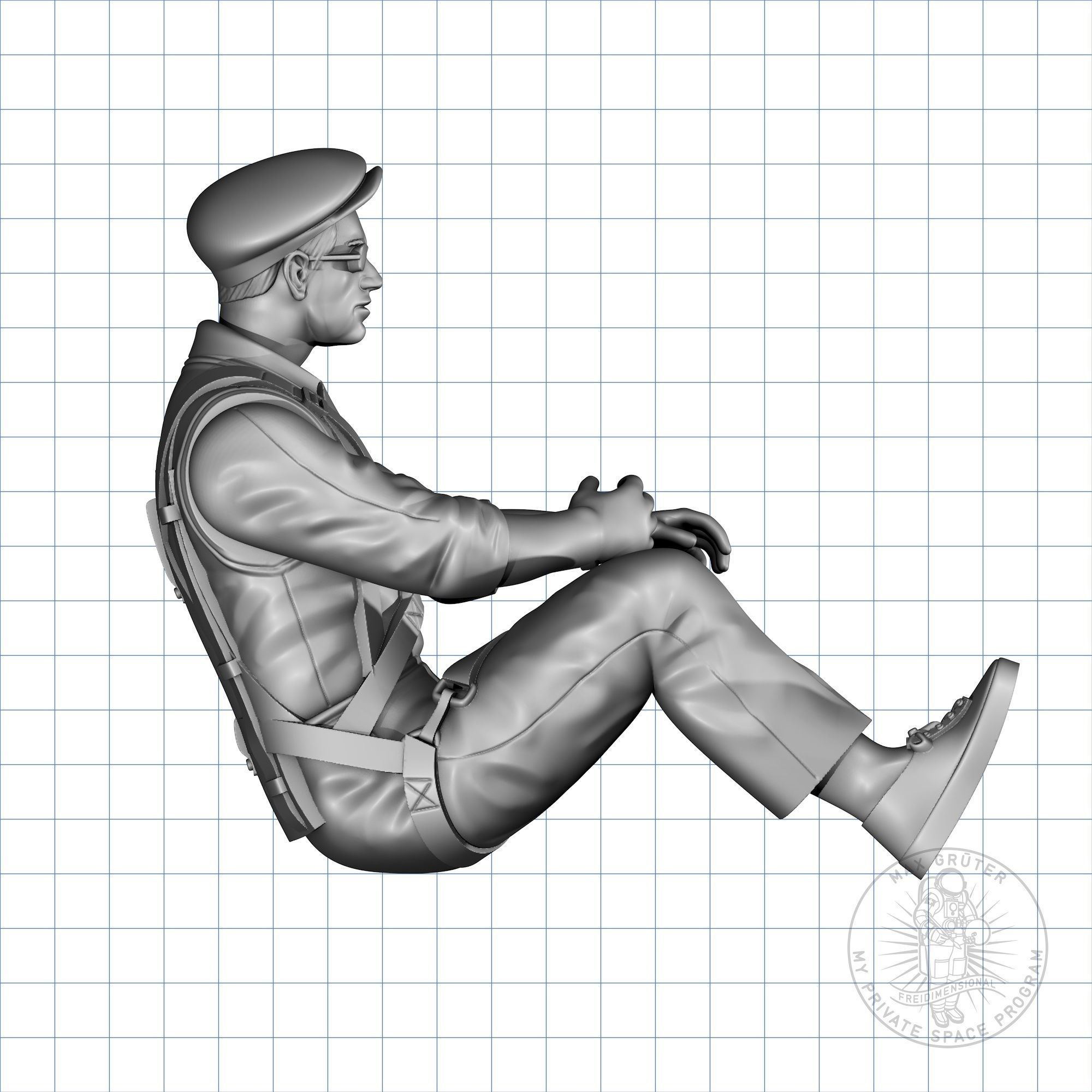 Vintage Glider Pilot 3D print model_1