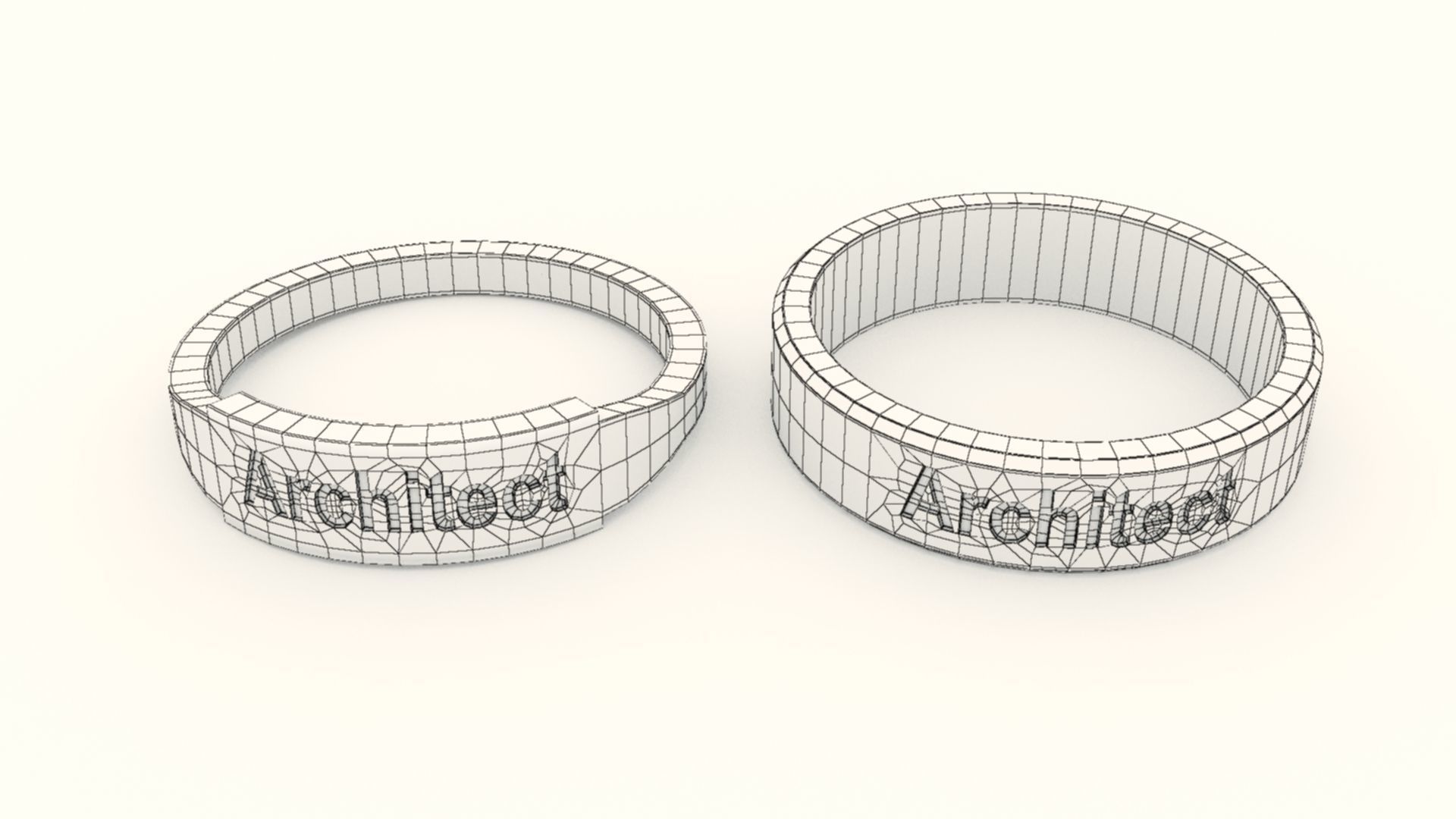 Architect Couple Ring Gold 3D print model_13