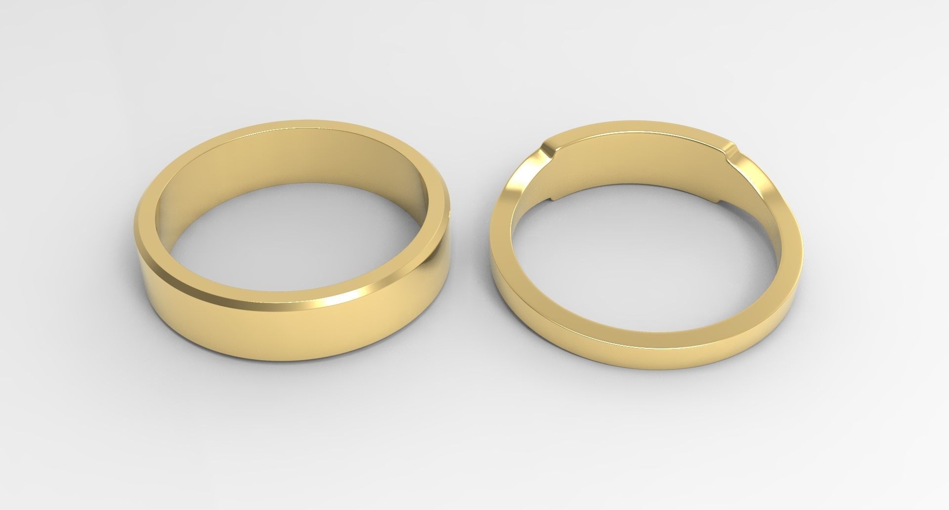 Architect Couple Ring Gold 3D print model_5